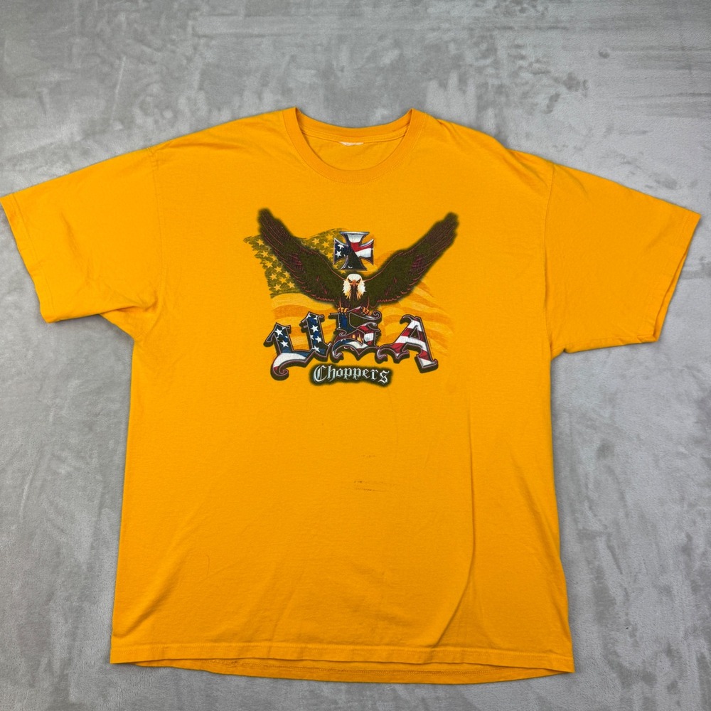 Sonoma USA Choppers Shirt‎ Mens 2XL Yellow Regular Biker Graphic Vintage Style